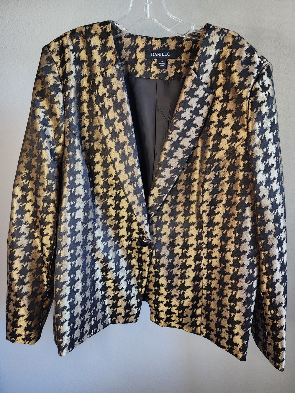 Danillo Green & Black Houndstooth Blazer